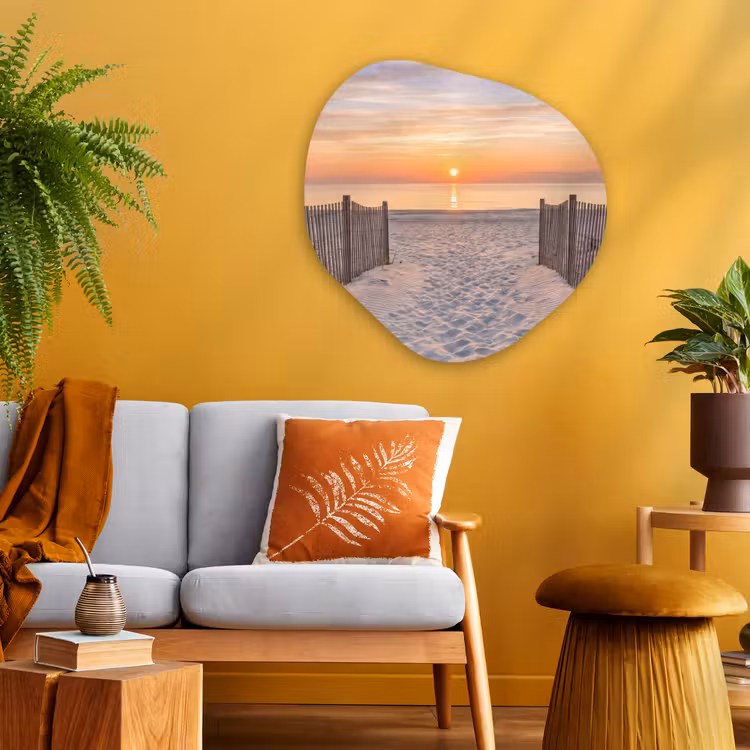 Zonsondergang - Strand - Zand Wandcirkel Organisch Aluminium middel -sfeer4