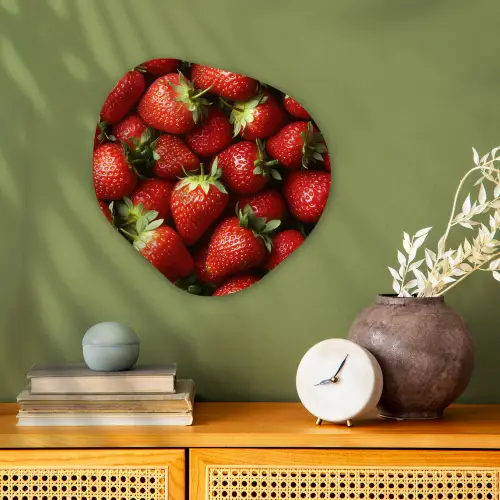 Aardbei - Fruit - Rood Wandcirkel Organisch Forex 3mm klein -sfeer2