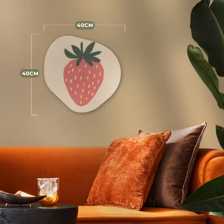 Aardbei - Minimalistisch - Rood - Fruit Wandcirkel Organisch Forex 3mm klein -sfeer3