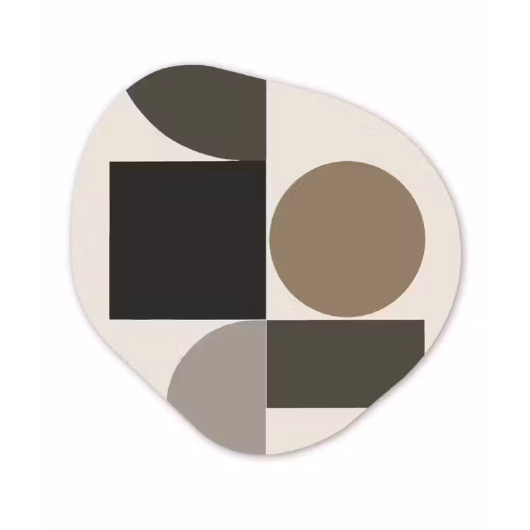 Aardetinten - Abstracte compositie - Eenvoudige vormen Wandcirkel Organisch Forex 3mm klein -3d