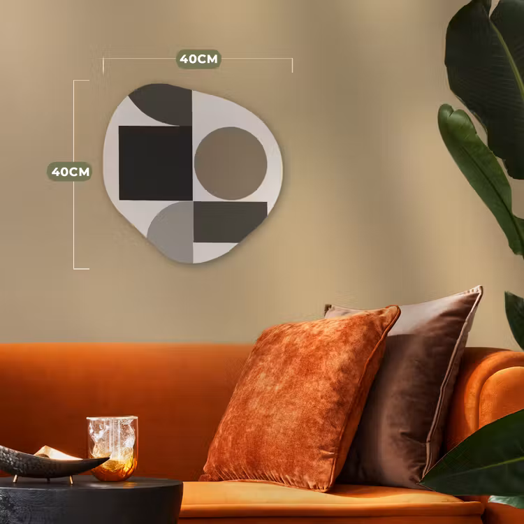 Aardetinten - Abstracte compositie - Eenvoudige vormen Wandcirkel Organisch Forex 3mm klein -sfeer3