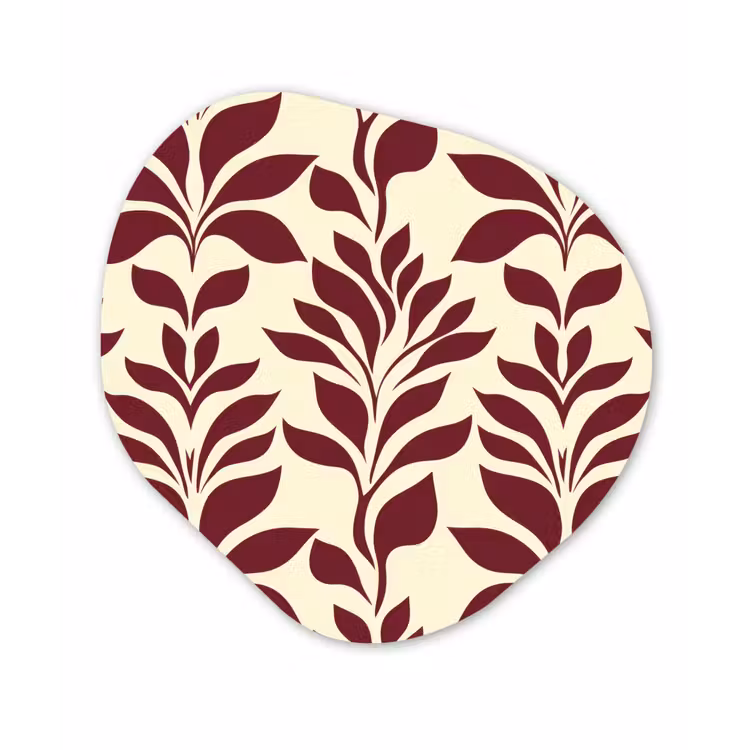 Abstract - Bladeren - Burgundy Wandcirkel Organisch Forex 3mm klein 629 -3d