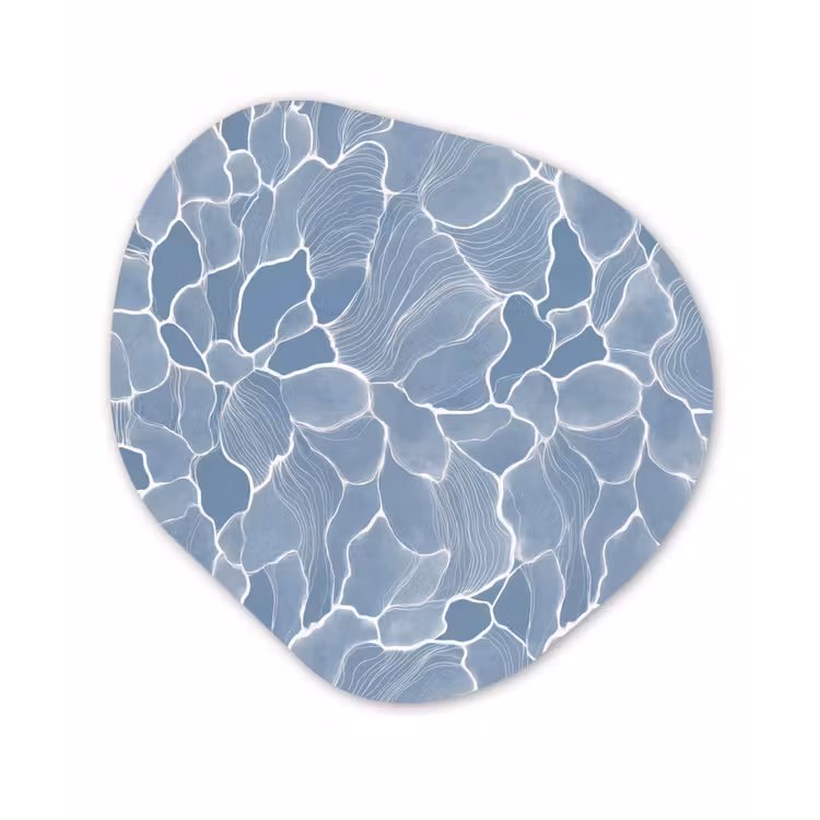 Abstract - Blauw - Bladeren Wandcirkel Organisch Forex 3mm klein -3d