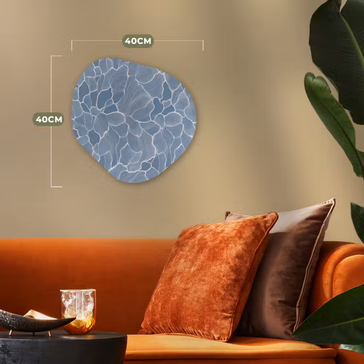 Abstract - Blauw - Bladeren Wandcirkel Organisch Forex 3mm klein -sfeer3