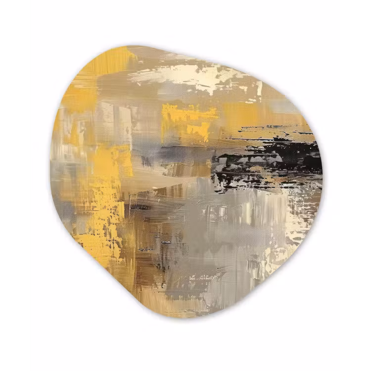 Abstract - Geel - Modern - Beige Wandcirkel Organisch Forex 3mm klein -3d