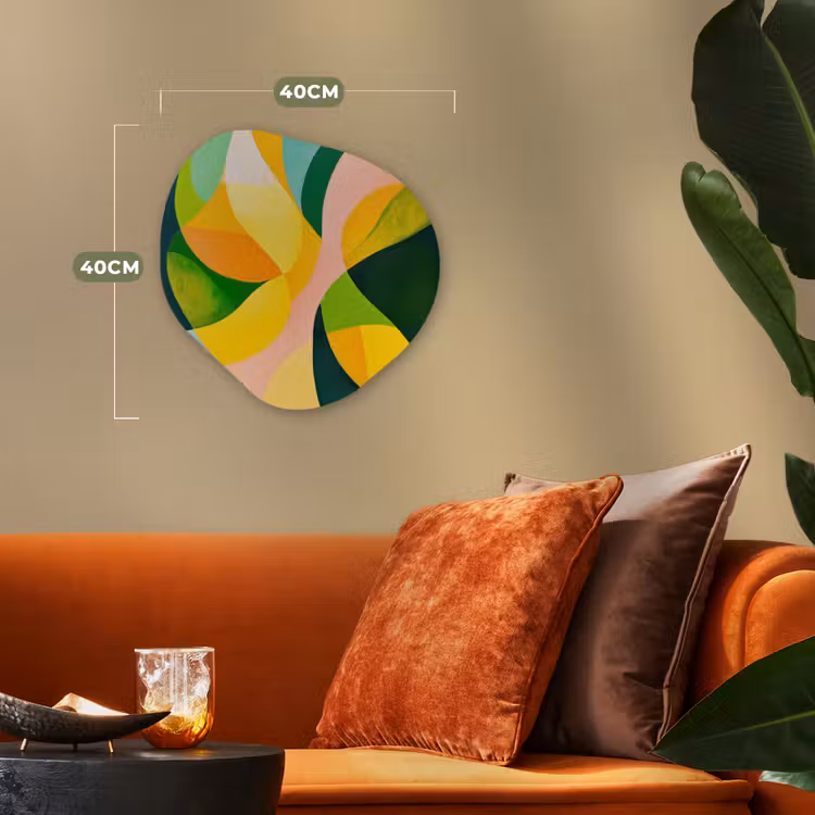 Abstract - Geel - Roze - Groen Wandcirkel Organisch Forex 3mm klein -sfeer3