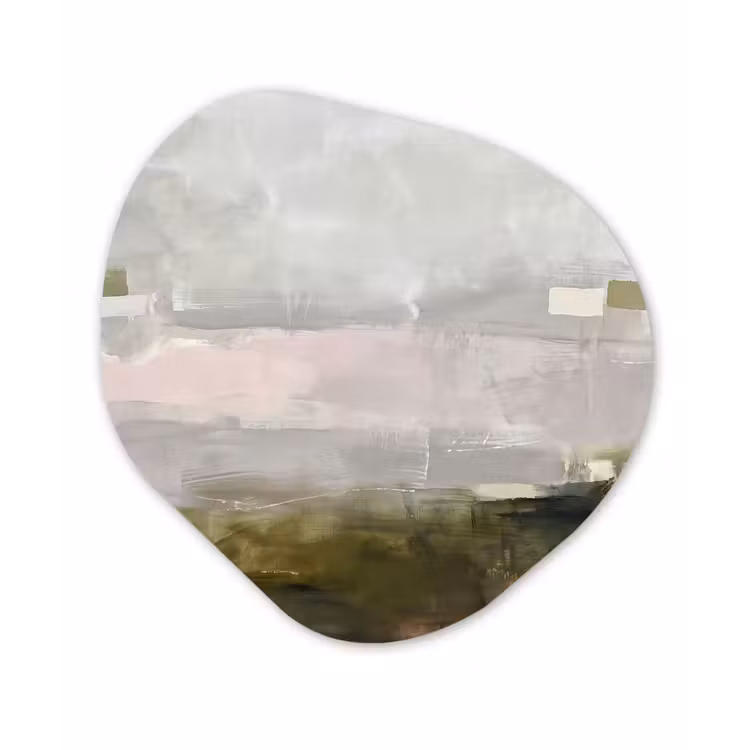 Abstract - Gelaagd - Kunst - Modern - Grijs-Groen Wandcirkel Organisch Forex 3mm klein -3d