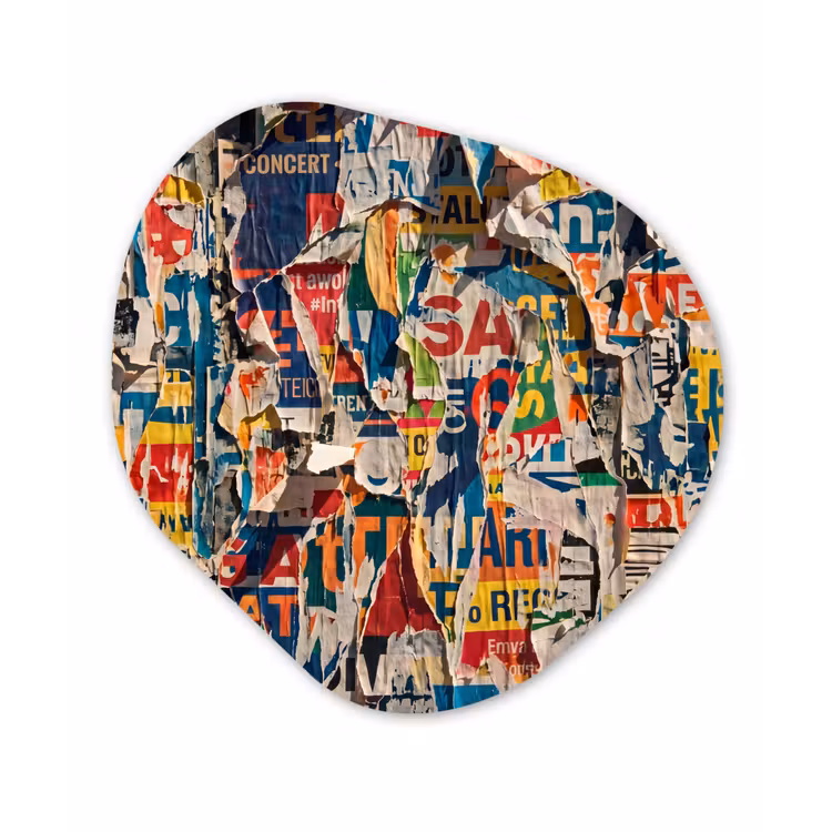 Abstract - Gelaagd papier - Urban - Modern - Kleurrijk Wandcirkel Organisch Forex 3mm klein -3d