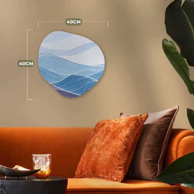 Abstract - Golven - Patroon - Blauw - Modern Wandcirkel Organisch Forex 3mm klein -sfeer3