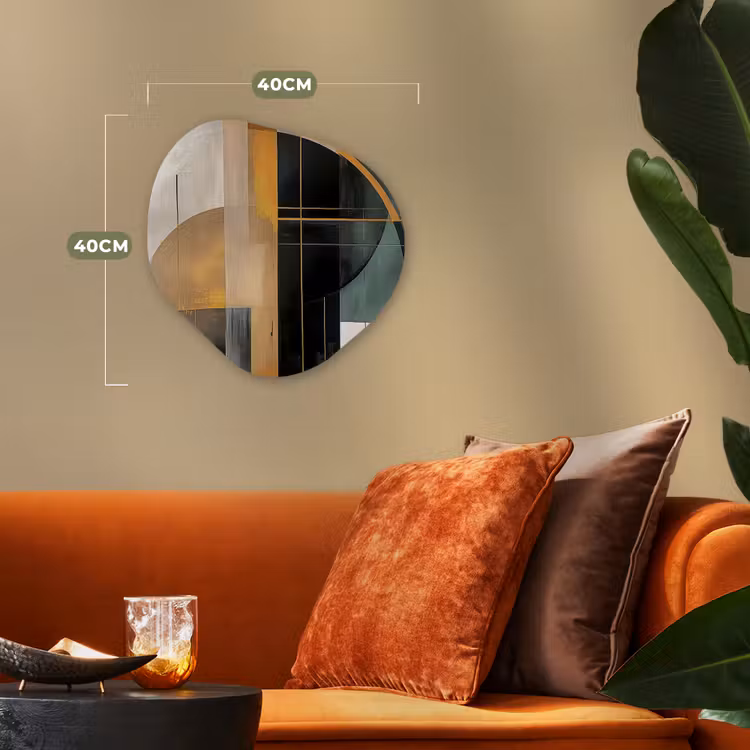 Abstract - Goud - Brons - Groen - Vormen - Modern Wandcirkel Organisch Forex 3mm klein -sfeer3