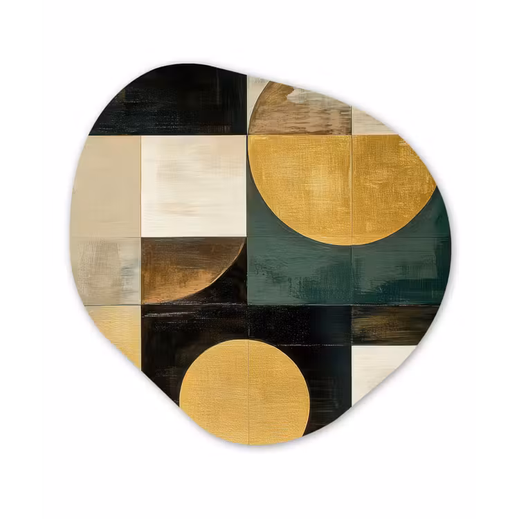 Abstract - Goud - Brons - Vormen - Geometrisch Wandcirkel Organisch Forex 3mm klein -3d