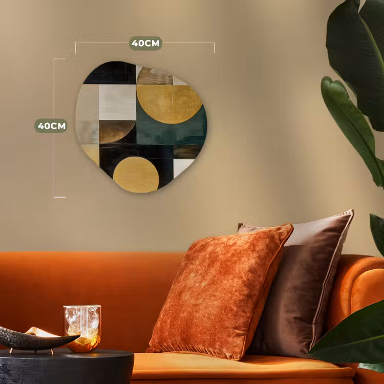 Abstract - Goud - Brons - Vormen - Geometrisch Wandcirkel Organisch Forex 3mm klein -sfeer3