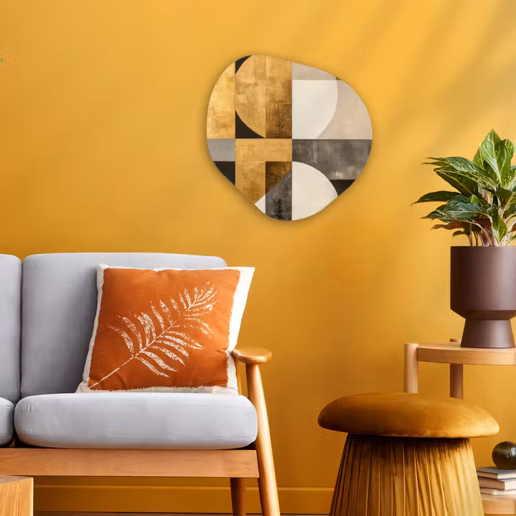 Abstract - Goud - Grijs - Vormen - Geometrisch Wandcirkel Organisch Forex 3mm klein -sfeer4
