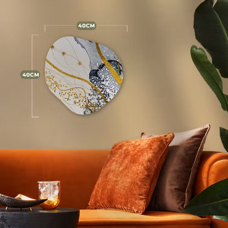 Abstract - Goud - Natuur - Kunst Wandcirkel Organisch Forex 3mm klein -sfeer3