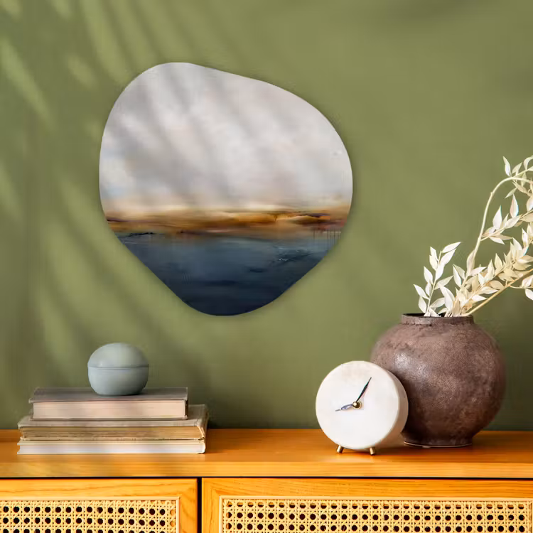 Abstract - Horizon - Water - Modern - Beige Wandcirkel Organisch Forex 3mm klein -sfeer2