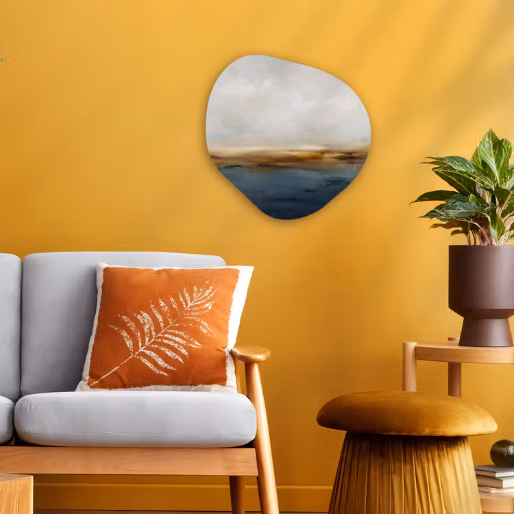 Abstract - Horizon - Water - Modern - Beige Wandcirkel Organisch Forex 3mm klein -sfeer4