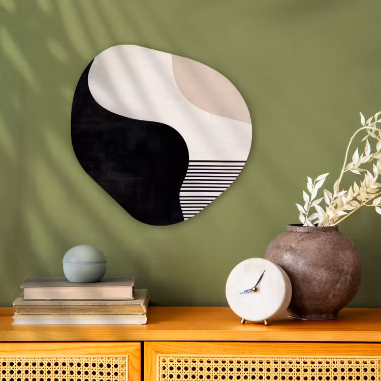 Abstract - Japandi - Beige - Modern Wandcirkel Organisch Forex 3mm klein -sfeer2