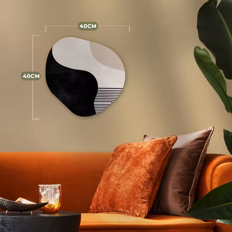 Abstract - Japandi - Beige - Modern Wandcirkel Organisch Forex 3mm klein -sfeer3