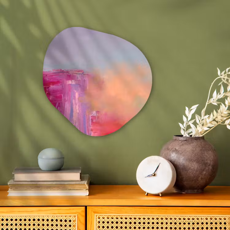 Abstract - Kleuren - Modern - Roze Wandcirkel Organisch Forex 3mm klein -sfeer2