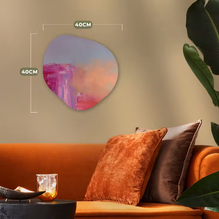 Abstract - Kleuren - Modern - Roze Wandcirkel Organisch Forex 3mm klein -sfeer3
