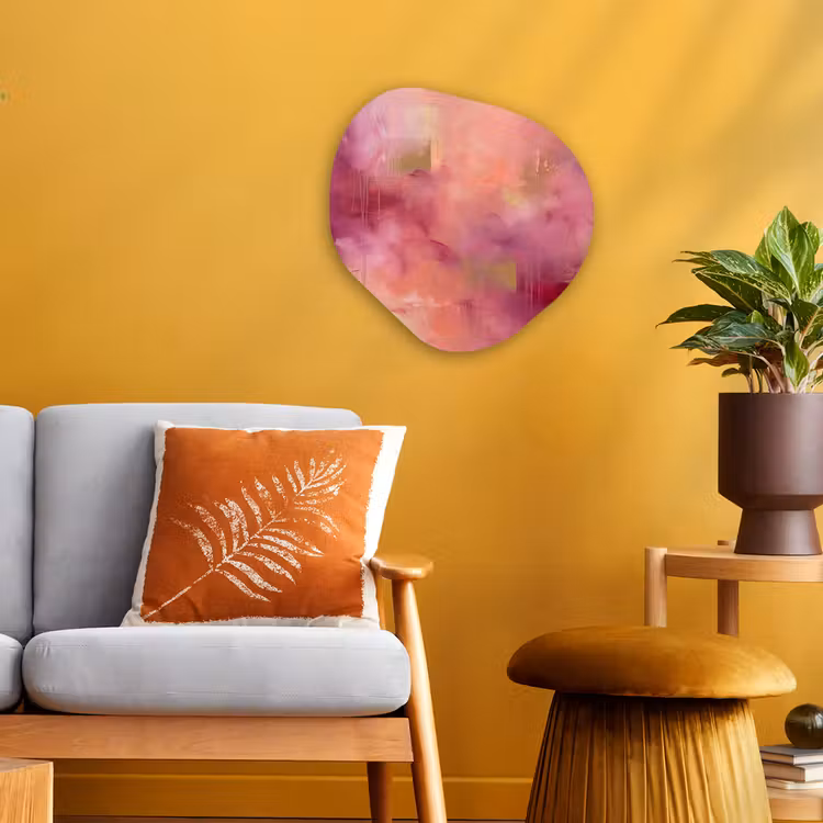 Abstract - Kleuren - Modern - Roze - Paars Wandcirkel Organisch Forex 3mm klein -sfeer4