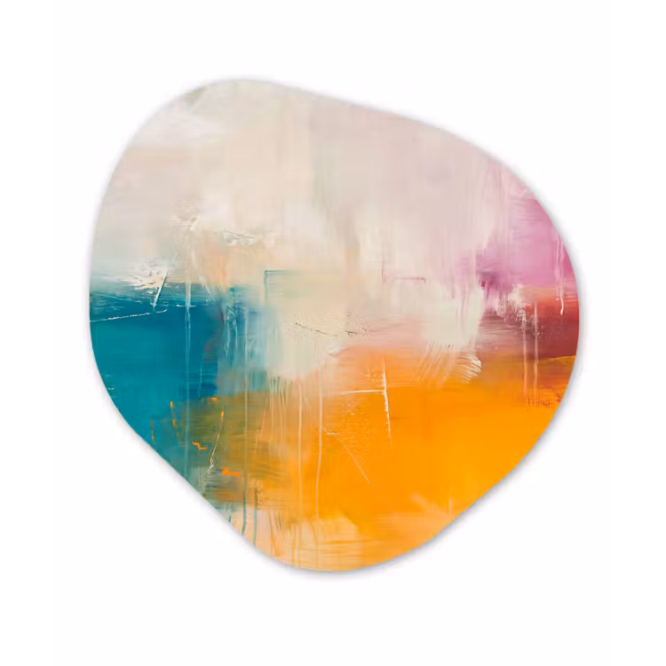 Abstract - Kleurrijk - Modern - Kunst - Oranje Wandcirkel Organisch Forex 3mm klein -3d