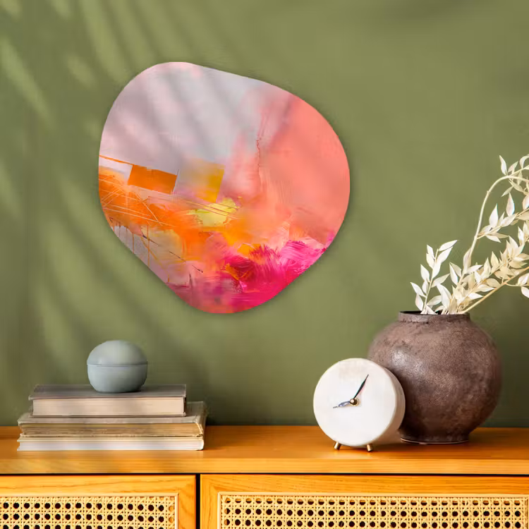 Abstract - Kleurrijk - Modern - Roze Wandcirkel Organisch Forex 3mm klein -sfeer2