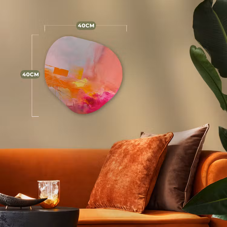 Abstract - Kleurrijk - Modern - Roze Wandcirkel Organisch Forex 3mm klein -sfeer3