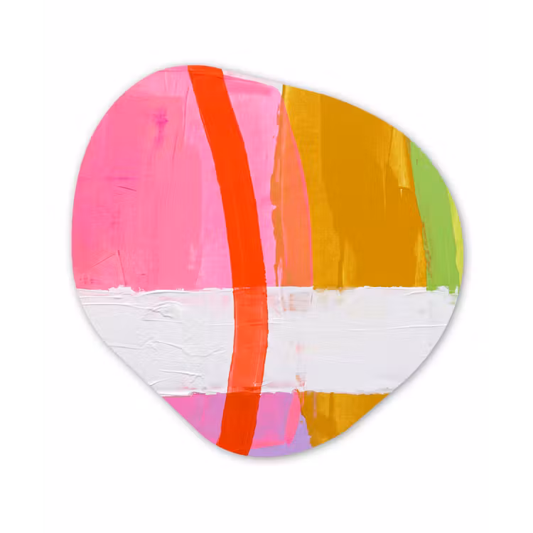 Abstract - Kleurrijk - Vormen - Modern - Kunst Wandcirkel Organisch Forex 3mm klein -3d