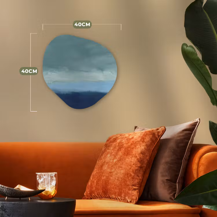 Abstract - Lagen - Rust - Modern - Blauw Wandcirkel Organisch Forex 3mm klein -sfeer3