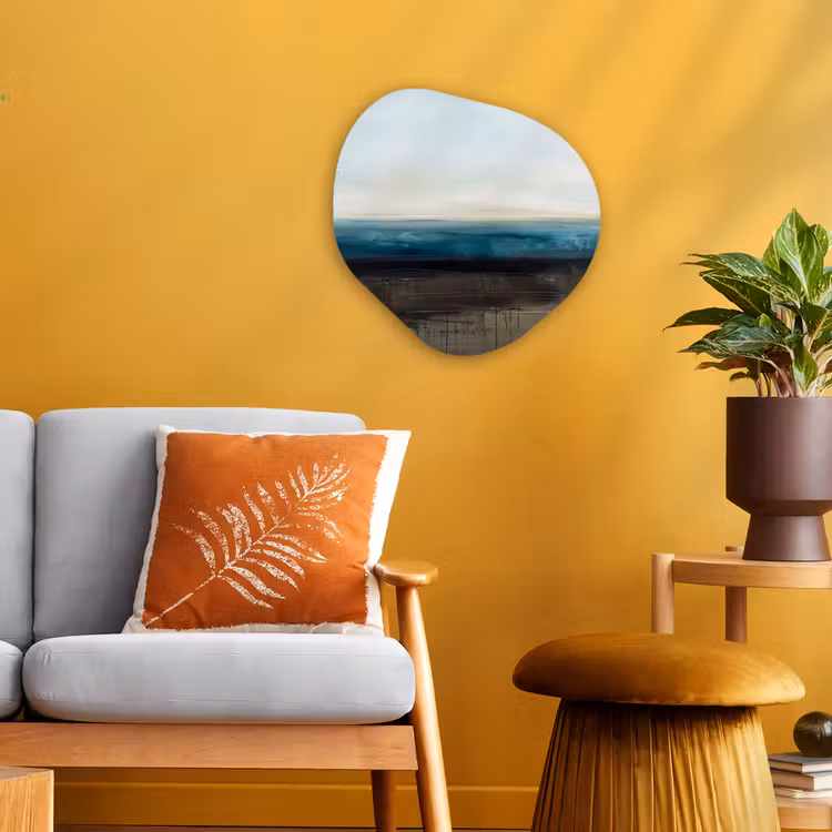 Abstract - Landschap - Horizon - Blauw - Modern Wandcirkel Organisch Forex 3mm klein -sfeer4