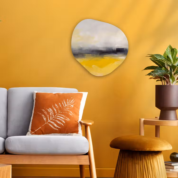 Abstract - Landschap - Modern - Geel Wandcirkel Organisch Forex 3mm klein -sfeer4
