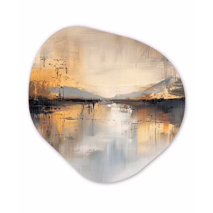 Abstract - Modern - Beige - Aesthetic - Goud Wandcirkel Organisch Forex 3mm klein -3d