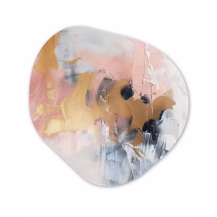 Abstract - Pastel kleuren - Goud - Modern - Aesthetic Wandcirkel Organisch Forex 3mm klein -3d