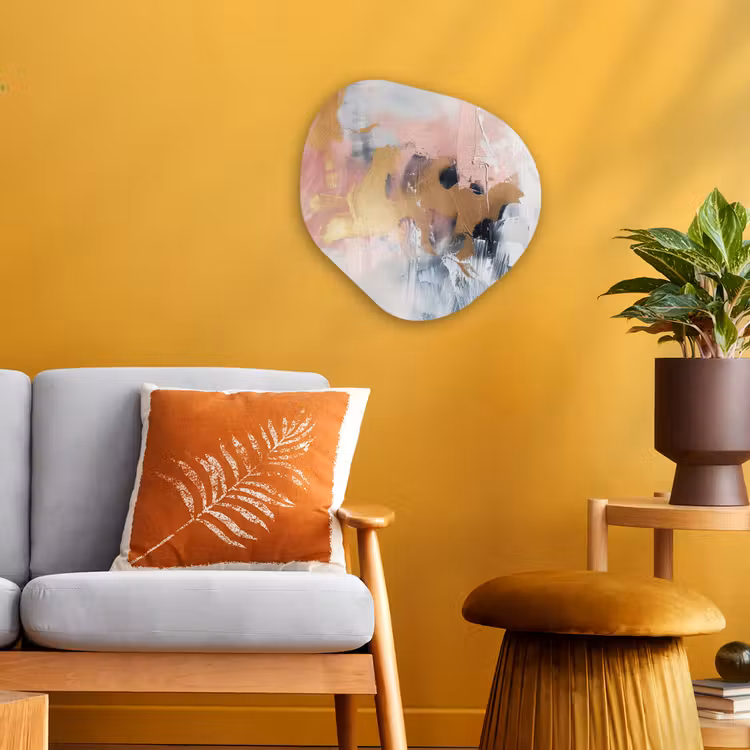 Abstract - Pastel kleuren - Goud - Modern - Aesthetic Wandcirkel Organisch Forex 3mm klein -sfeer4
