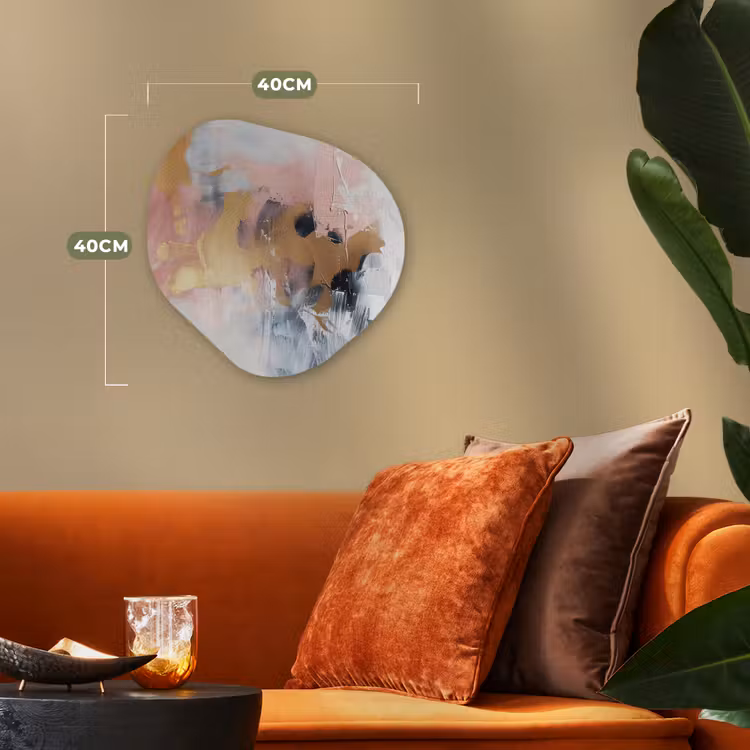 Abstract - Pastel kleuren - Goud - Modern - Aesthetic Wandcirkel Organisch Forex 3mm klein -sfeer3