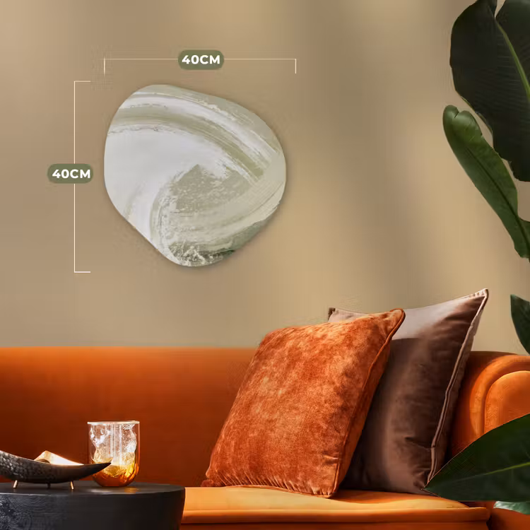 Abstract - Penseelstreken - Golven - Groen Wandcirkel Organisch Forex 3mm klein -sfeer3