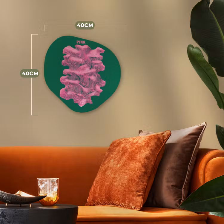 Abstract - Pink - Lijnen - Groen Wandcirkel Organisch Forex 3mm klein -sfeer3