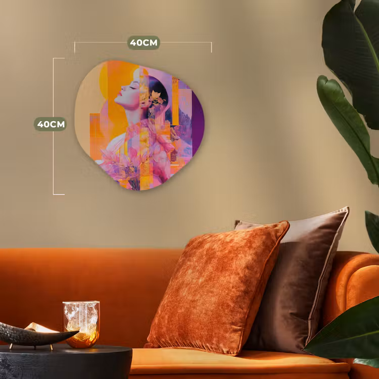 Abstract - Portret - Vrouw - Kleurrijk Wandcirkel Organisch Forex 3mm klein -sfeer3