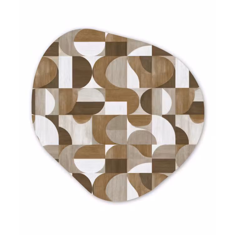 Abstract - Retro - Bruin Wandcirkel Organisch Forex 3mm klein 629 -3d