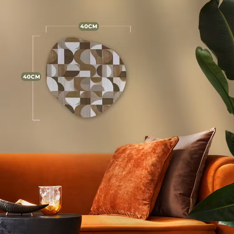 Abstract - Retro - Bruin Wandcirkel Organisch Forex 3mm klein 629 -sfeer3