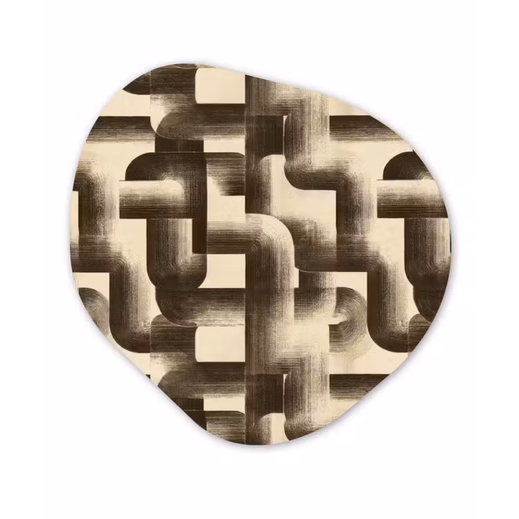 Abstract - Retro - Zwart Wandcirkel Organisch Forex 3mm klein 629 -3d