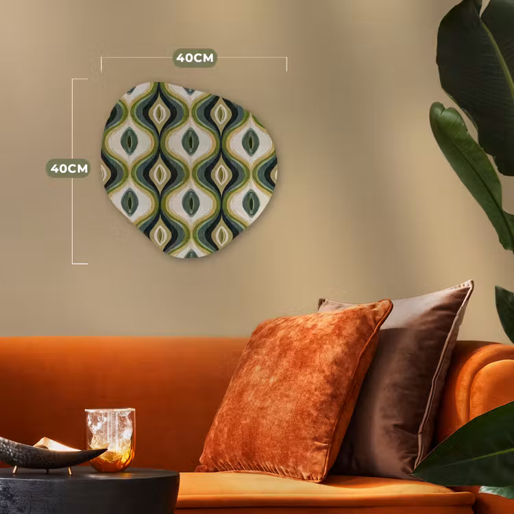 Abstract - Ritmisch - Groen Wandcirkel Organisch Forex 3mm klein 629 -sfeer3