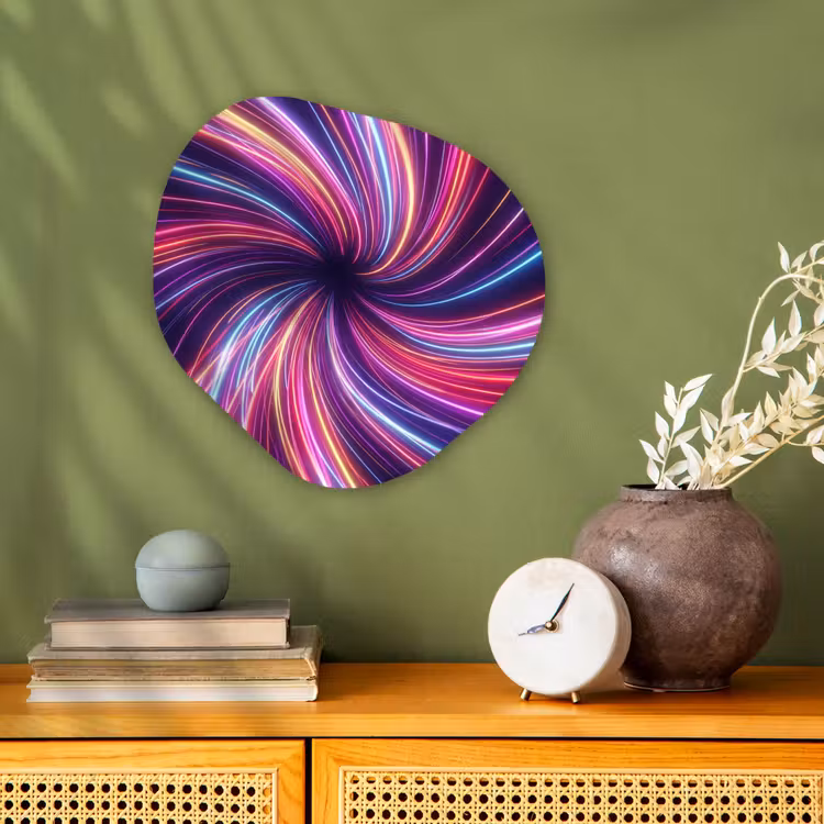 Abstract - Swirl - Futuristic - Neon Wandcirkel Organisch Forex 3mm klein -sfeer2