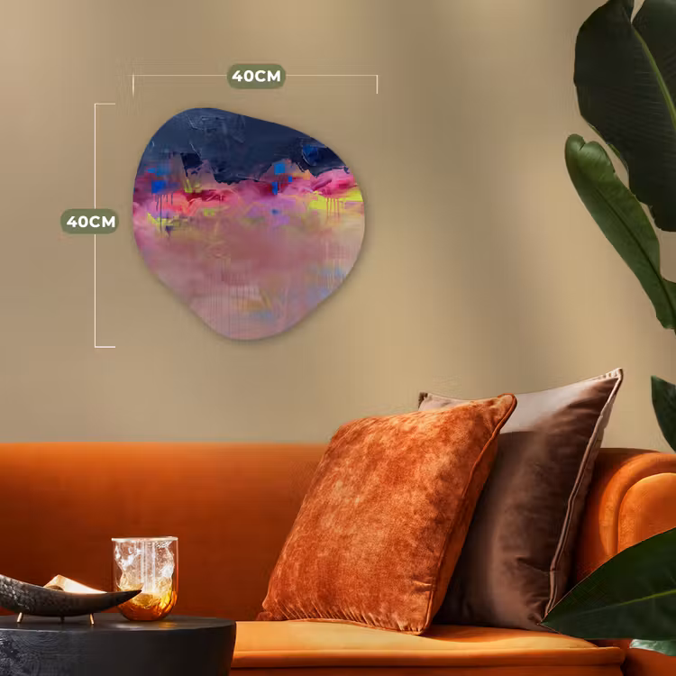 Abstract - Textuur - Kleuren - Modern - Roze Wandcirkel Organisch Forex 3mm klein -sfeer3