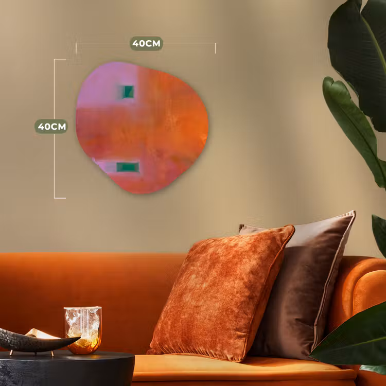 Abstract - Vlakken - Kunst - Modern - Oranje Wandcirkel Organisch Forex 3mm klein -sfeer3