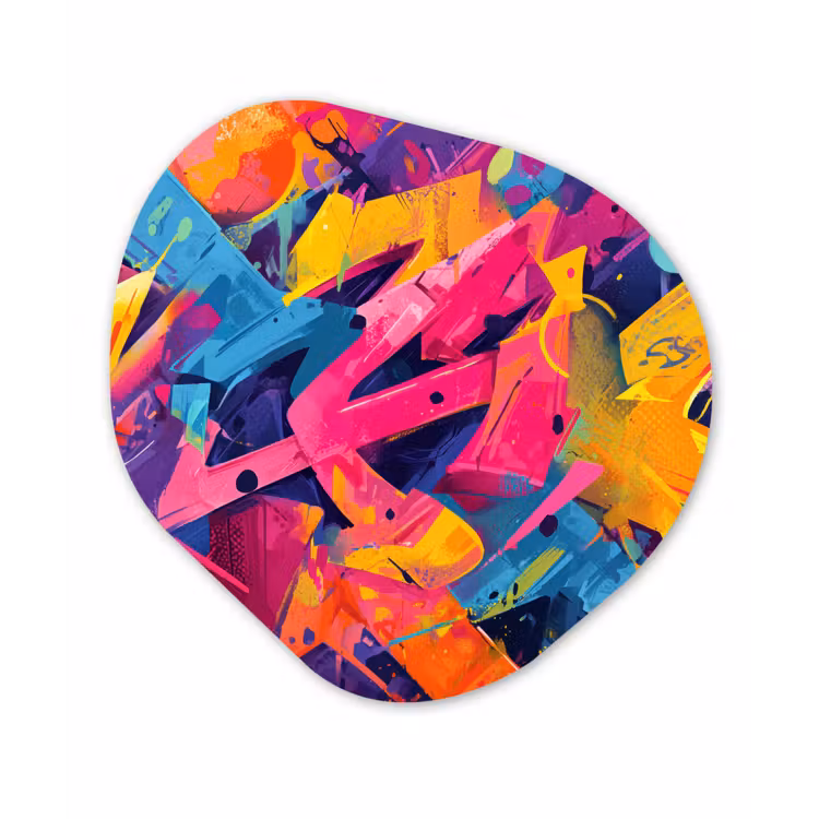Abstract - Vormen - Kleurrijk Wandcirkel Organisch Forex 3mm klein -3d