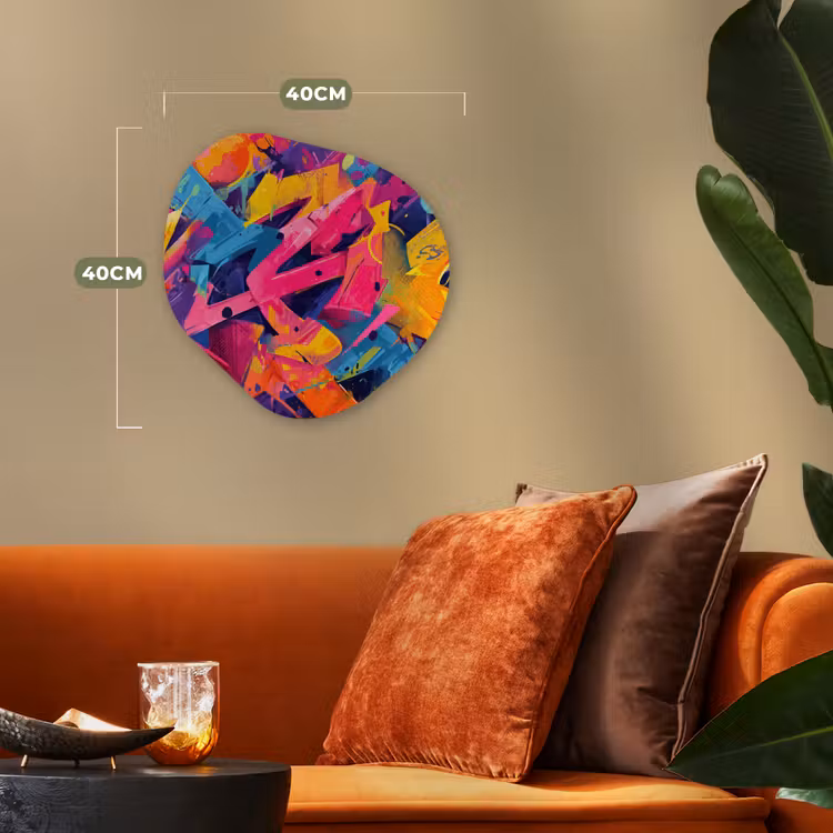 Abstract - Vormen - Kleurrijk Wandcirkel Organisch Forex 3mm klein -sfeer3