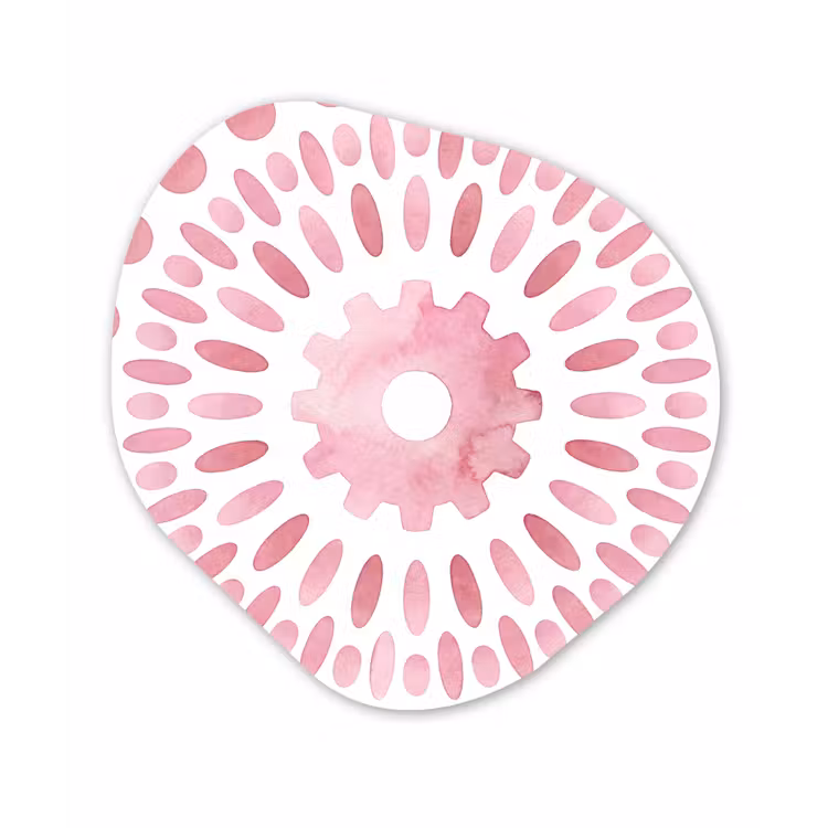 Abstract - Vormen - Patroon - Aquarel - Roze Wandcirkel Organisch Forex 3mm klein -3d