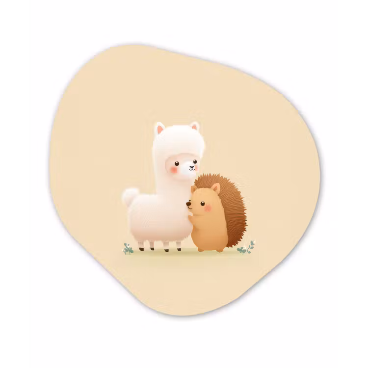 Alpaca - Egel - Bruin - Knuffelen Wandcirkel Organisch Forex 3mm klein -3d